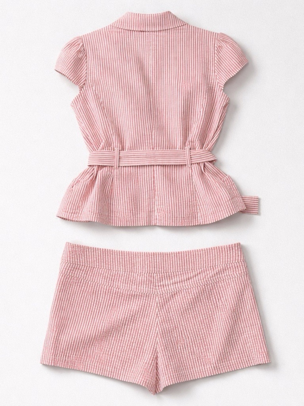 Aqua Red White Seersucker Short Suit - Picture 4 of 10